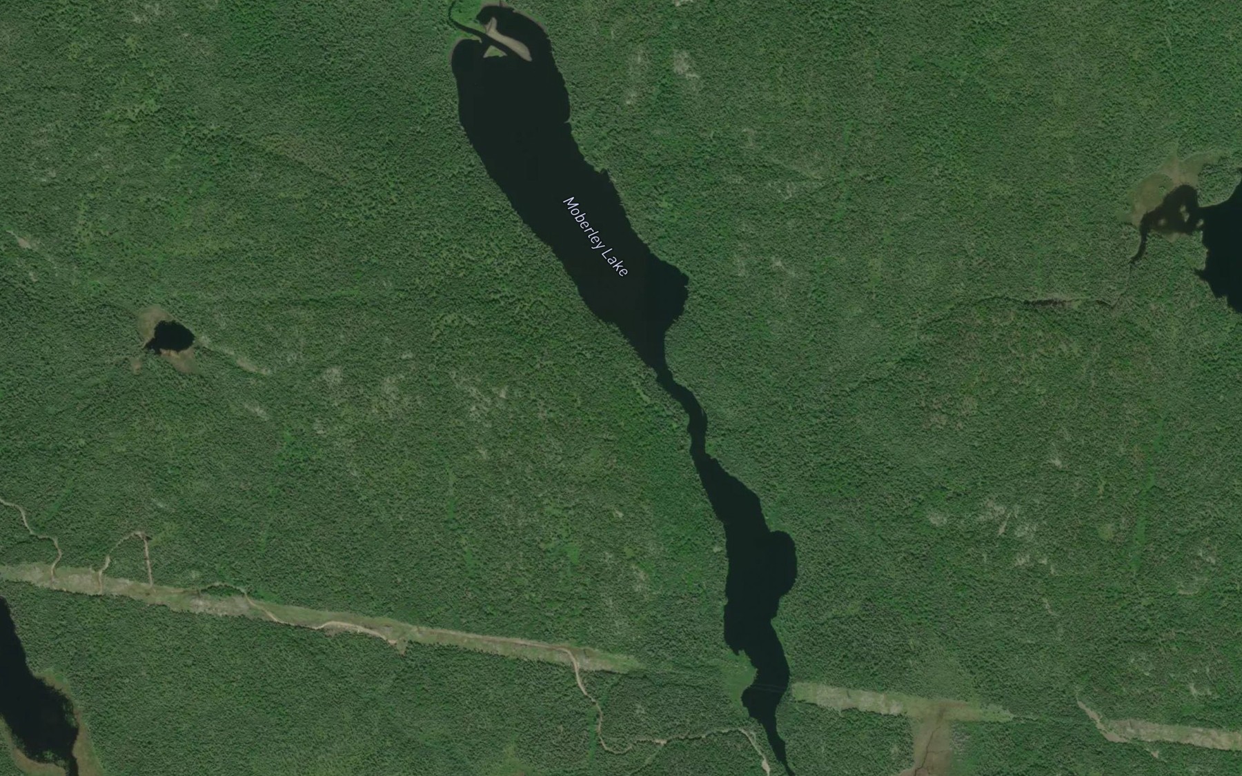 Satellite map of the Moberley Lake