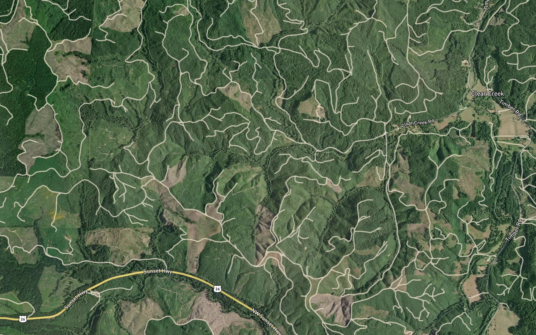 Satellite map of the South Fork Green Timber Creek