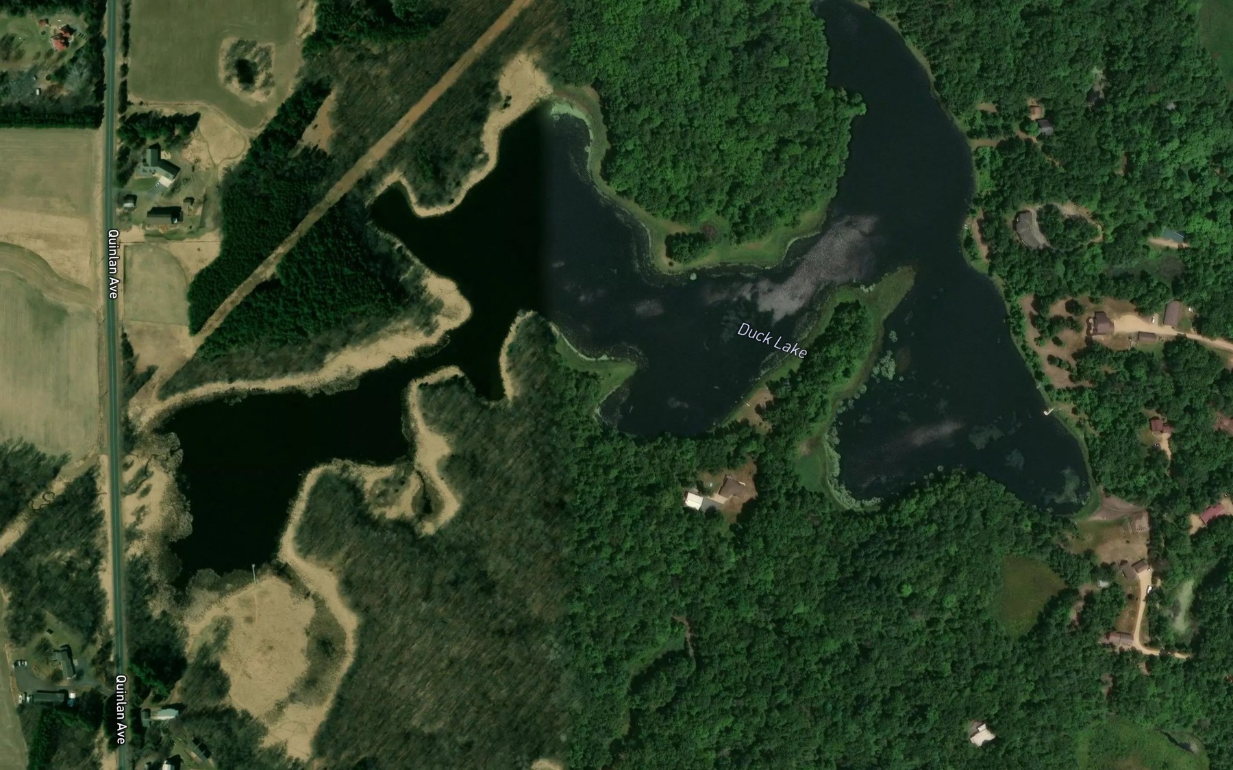Satellite map of the Duck Lake