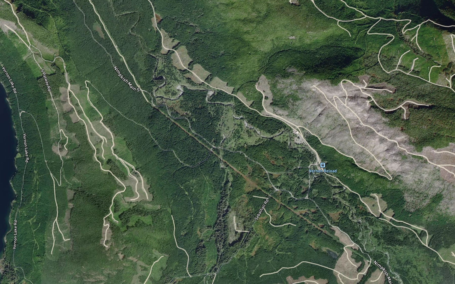 Satellite map of the Swah Creek