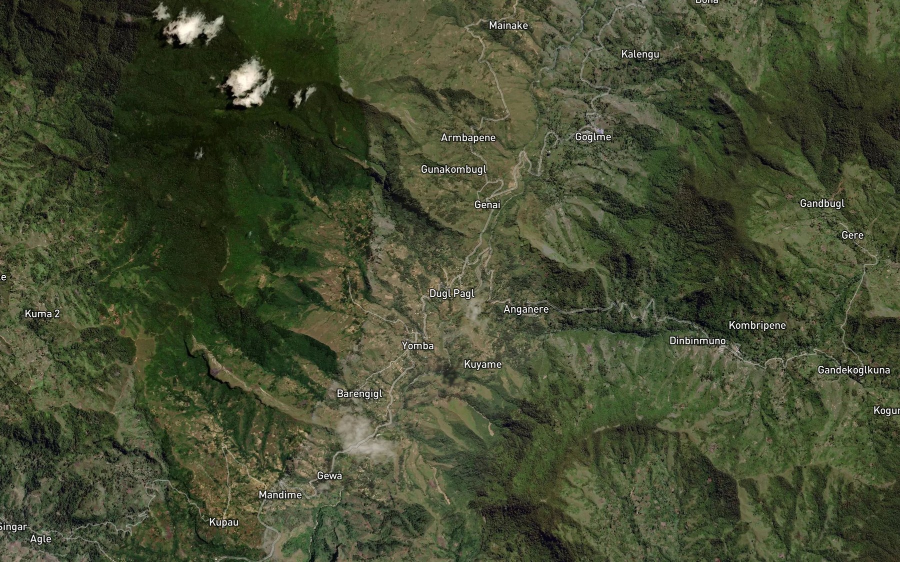 Satellite map of the Kwi River