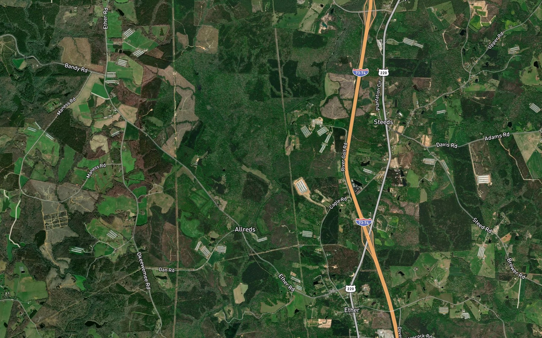 Satellite map of the Suggs Creek