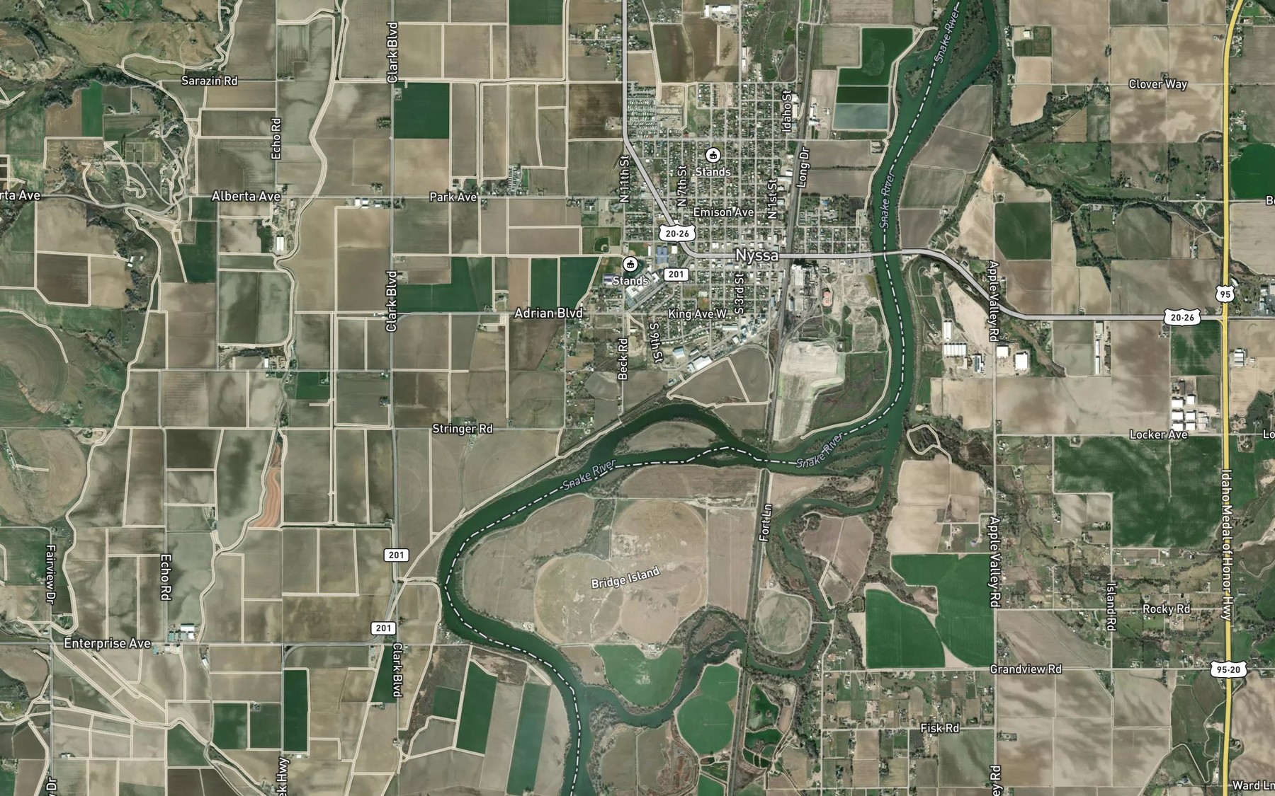 Satellite map of the Ward Drain