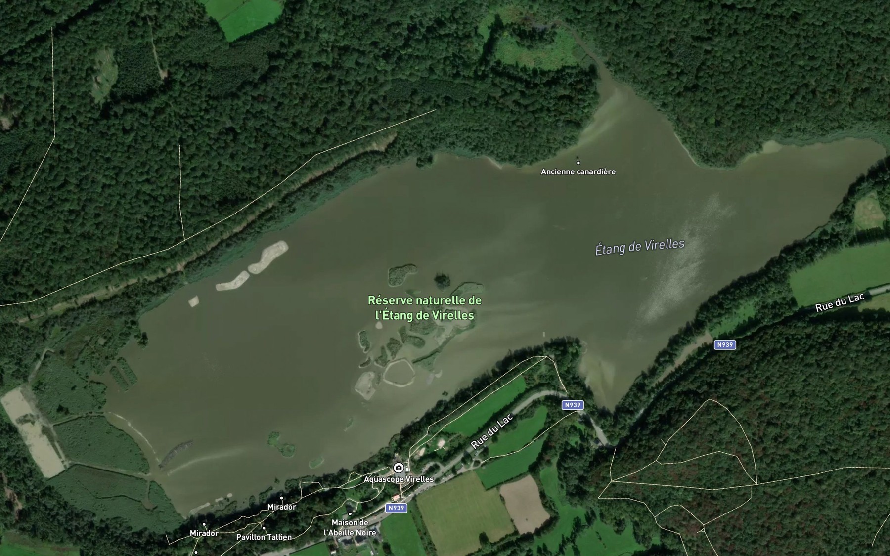Satellite map of the Etang de Virelles