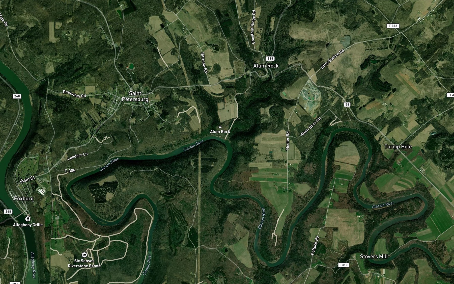Satellite map of the Turkey Run