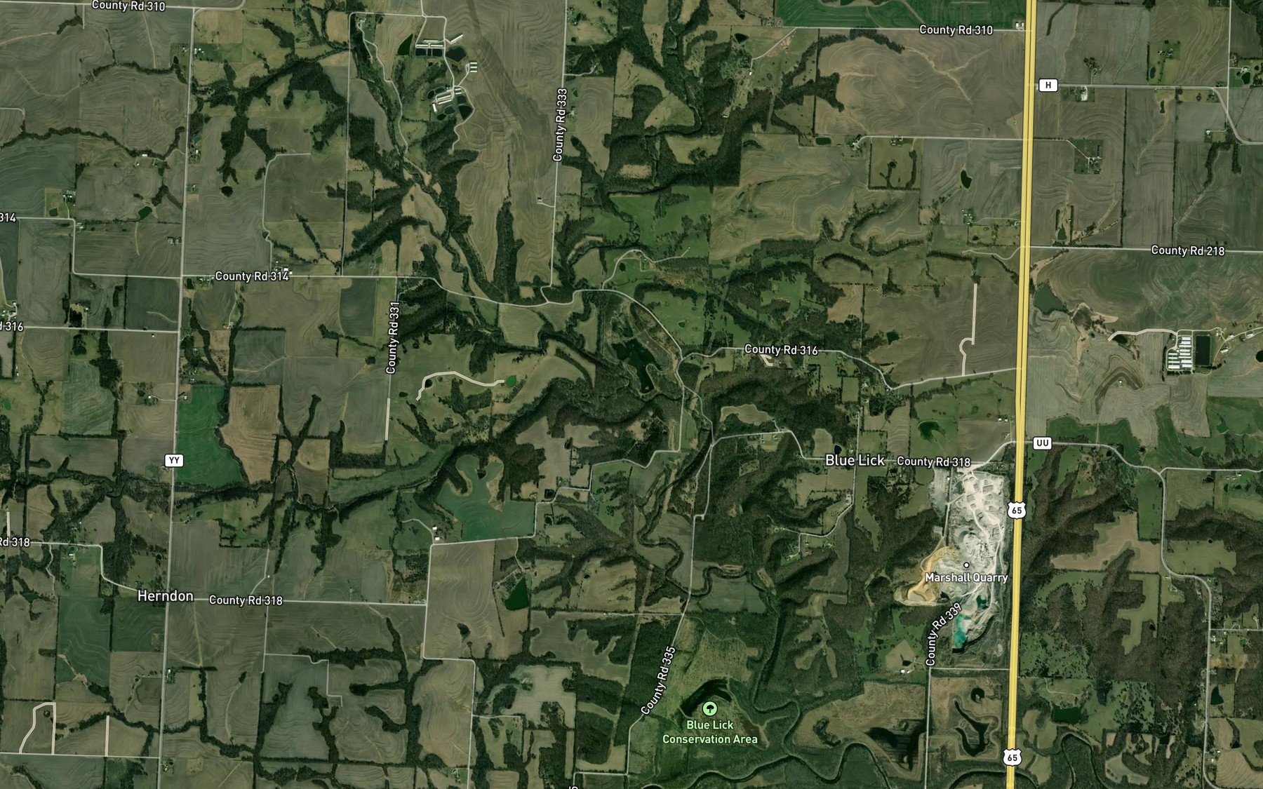Satellite map of the Crooked Creek