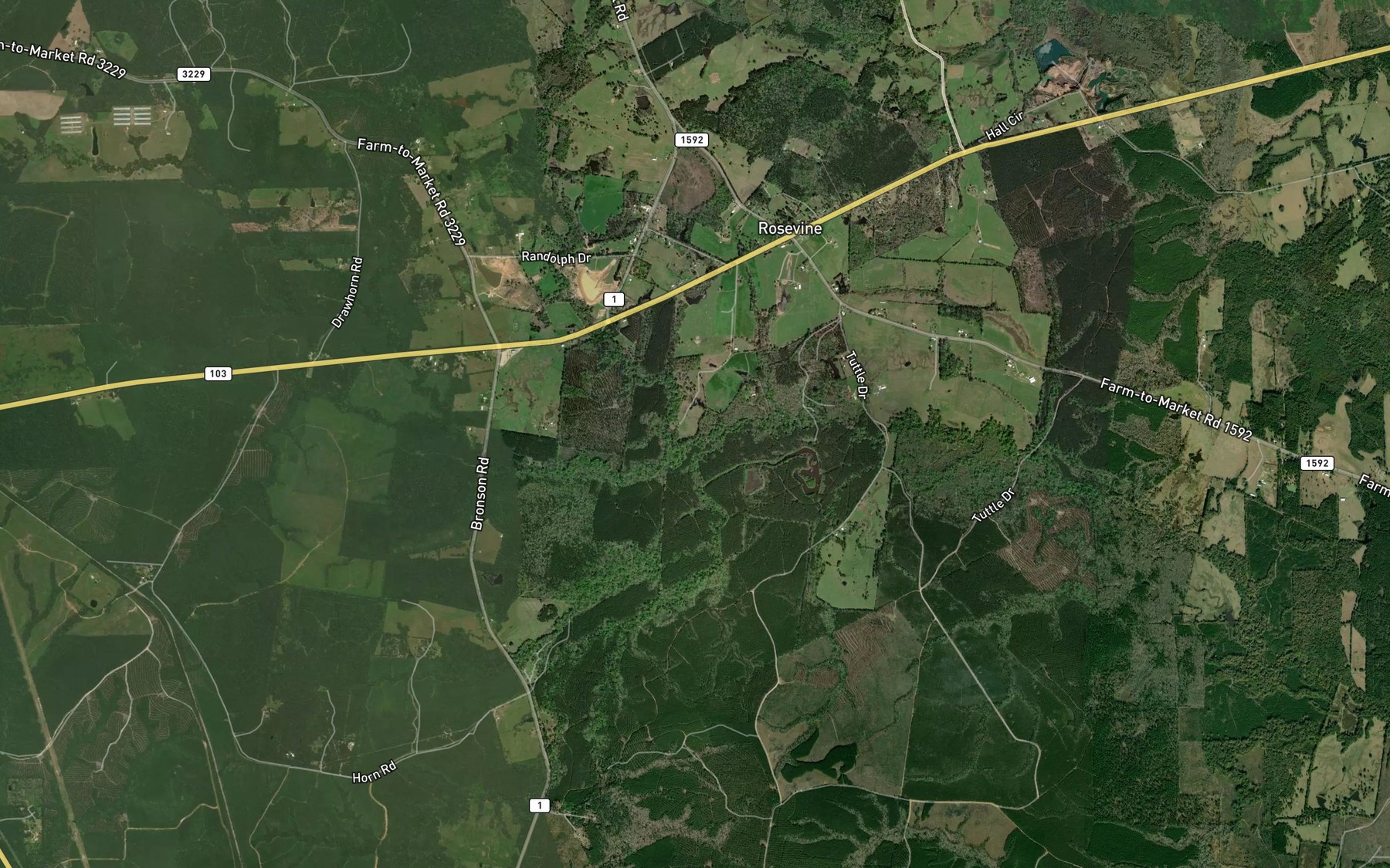 Satellite map of the Rocky Creek