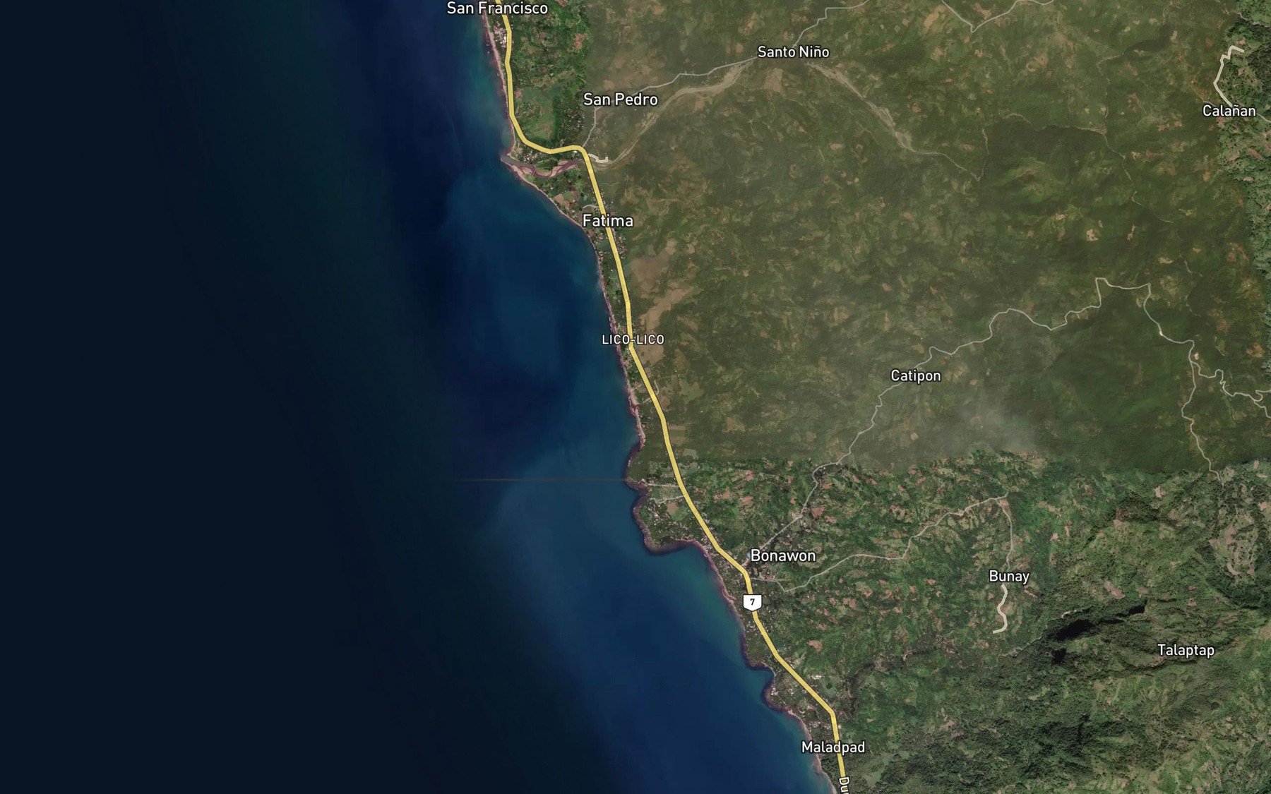 Satellite map of the Nabua Creek