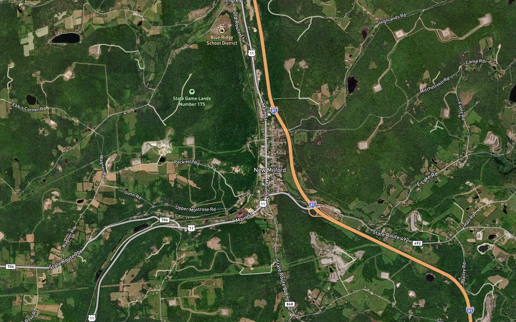 Satellite map of the Meylert Creek