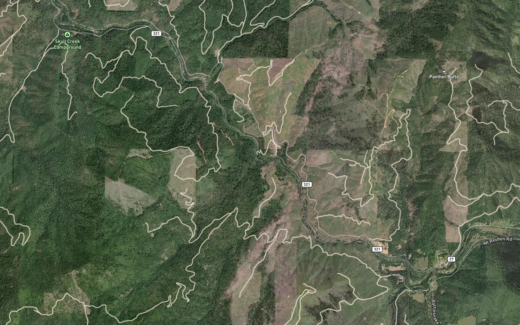 Satellite map of the Tuller Creek