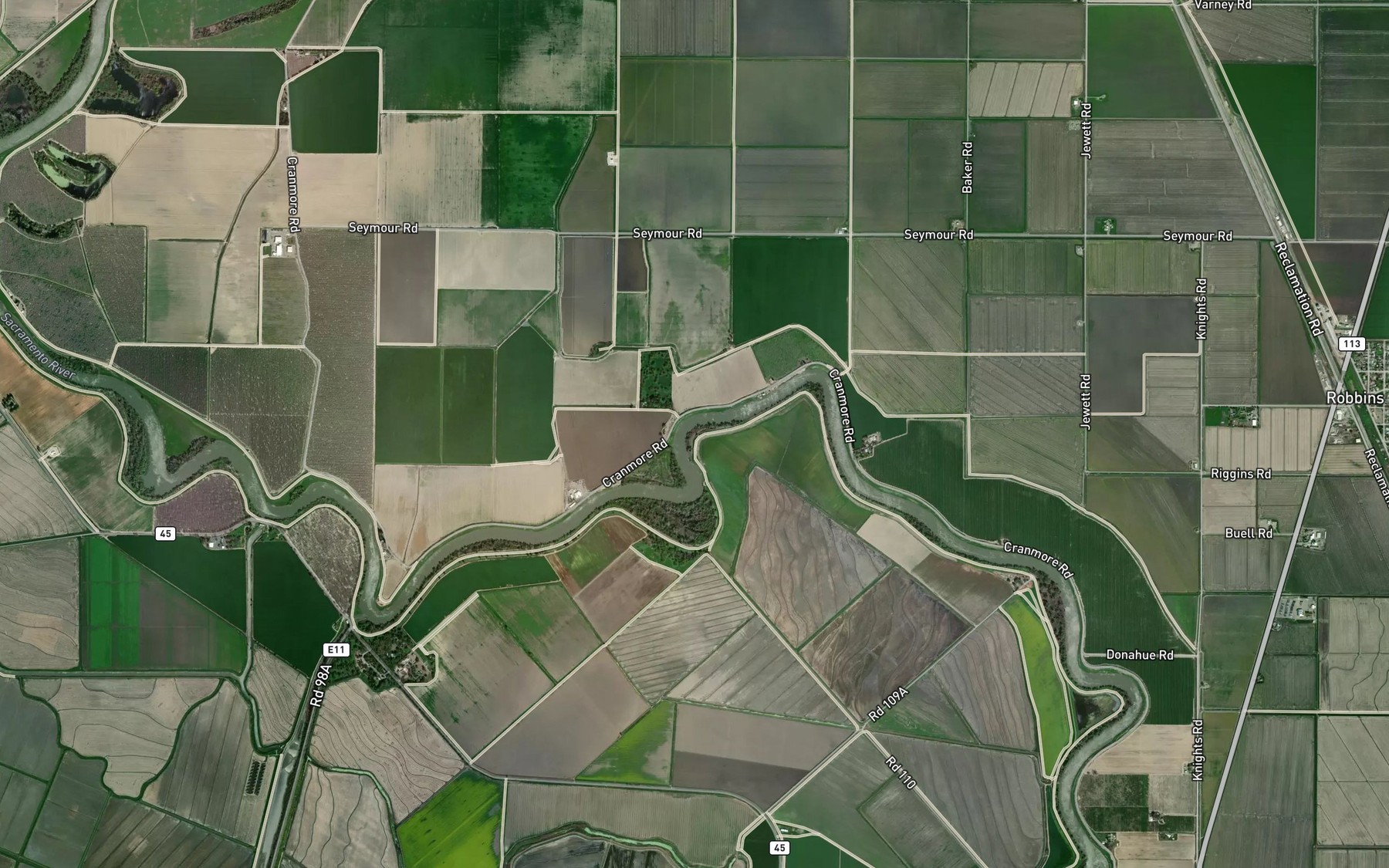 Satellite map of the State Ranch Bend