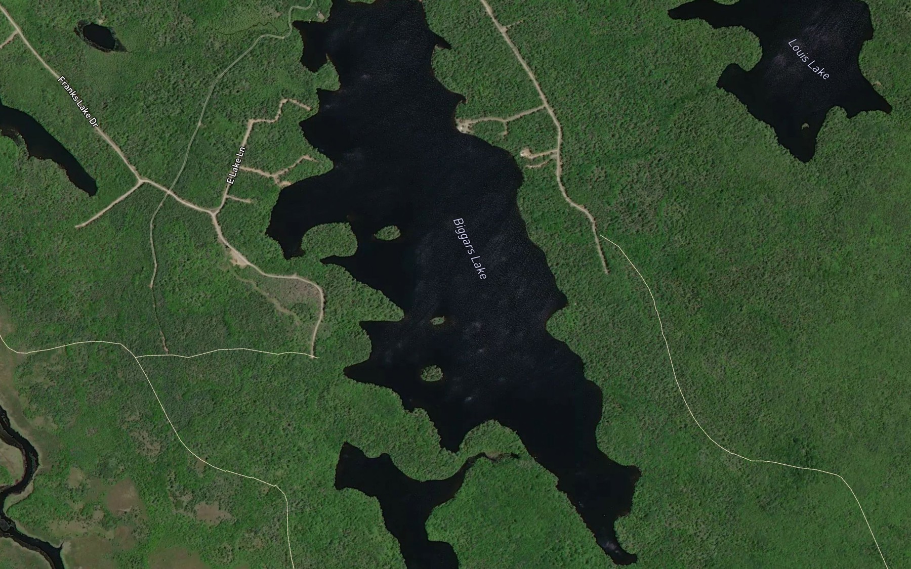 Satellite map of the Biggars Lake