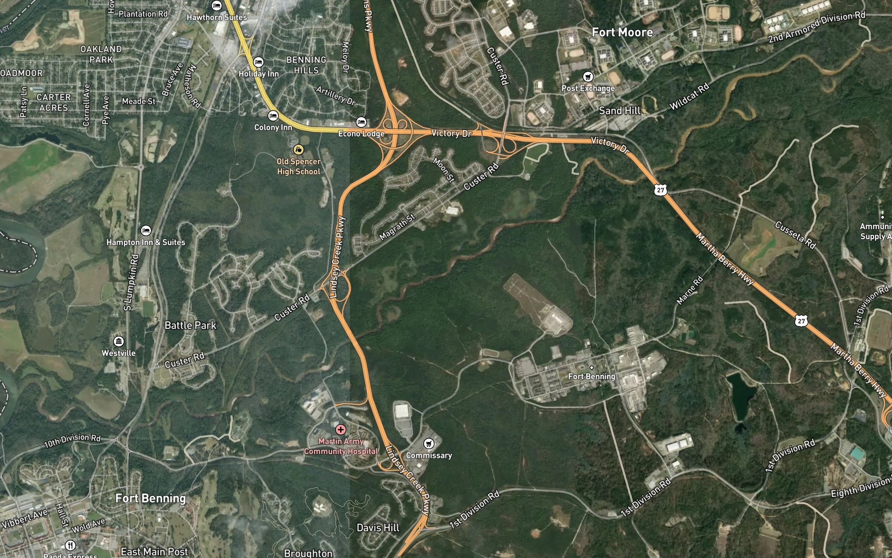 Satellite map of the Wortley Creek