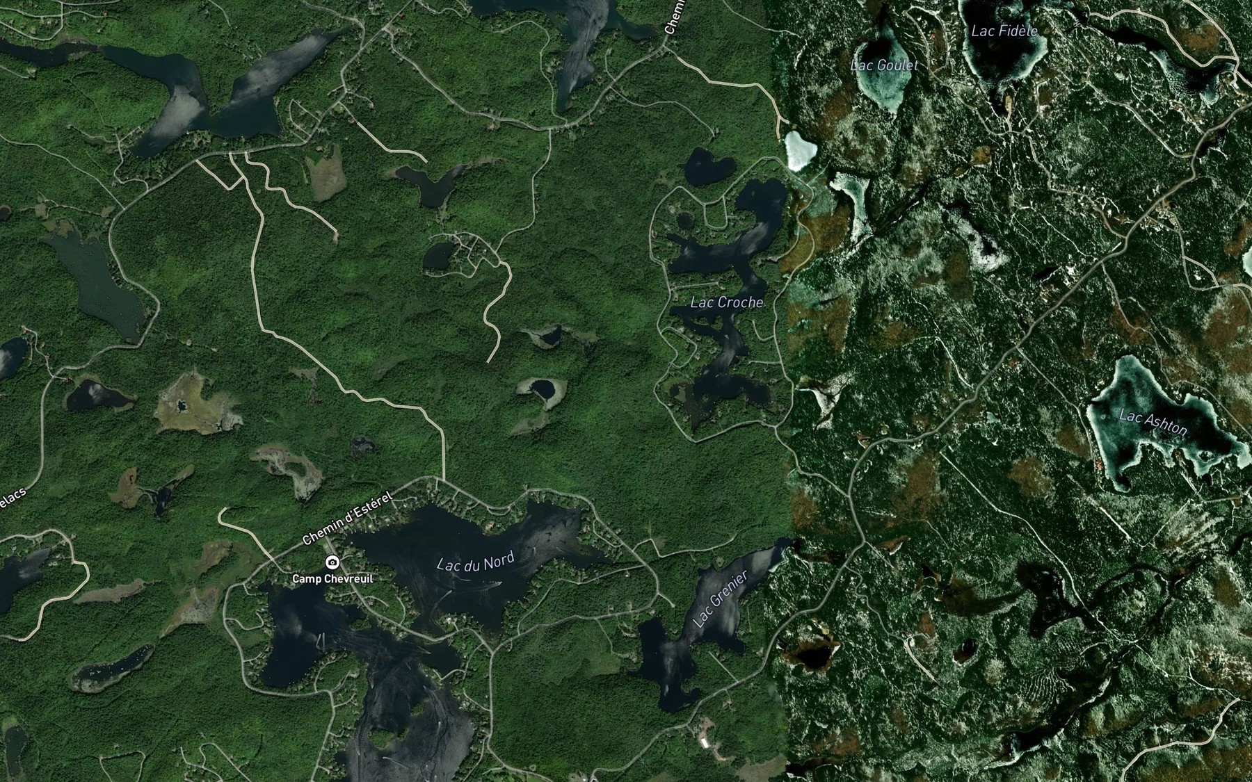 Satellite map of the Lacs a Lafond