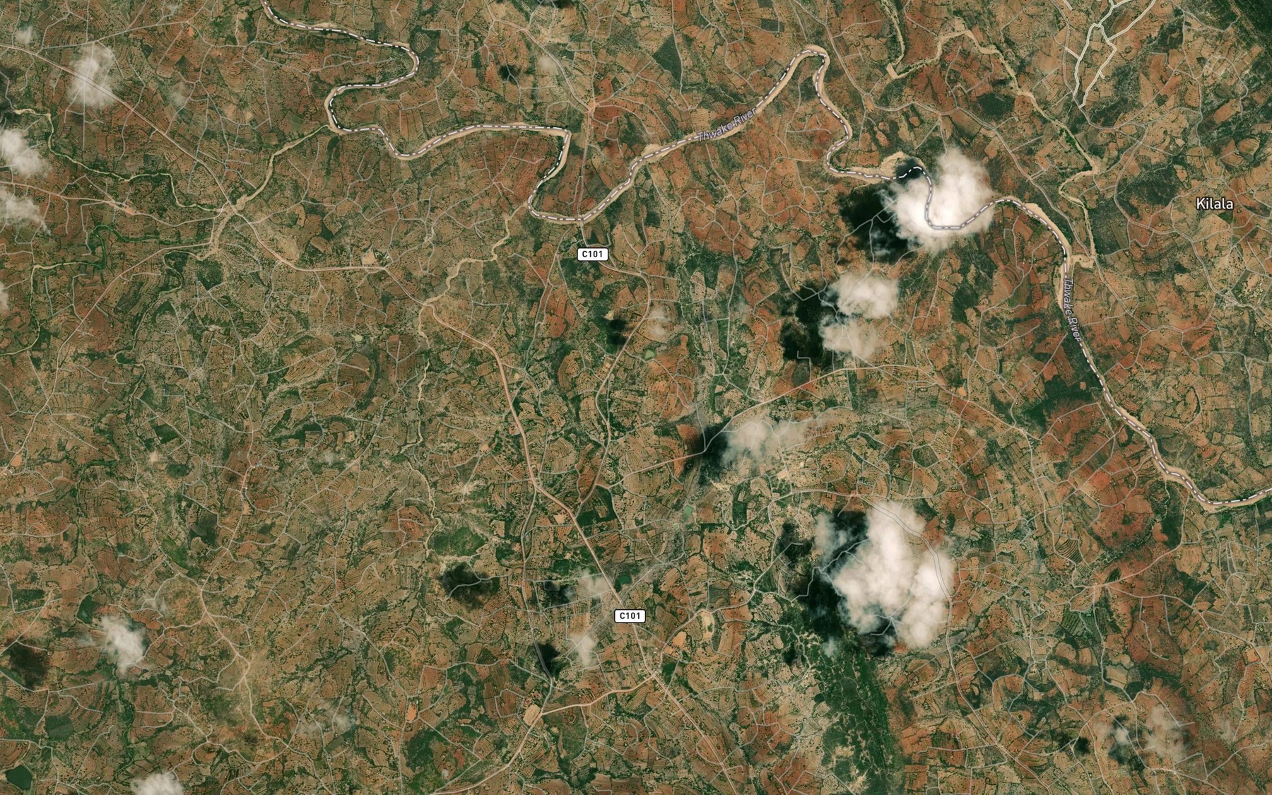 Satellite map of the Kwa Nzilu Dam