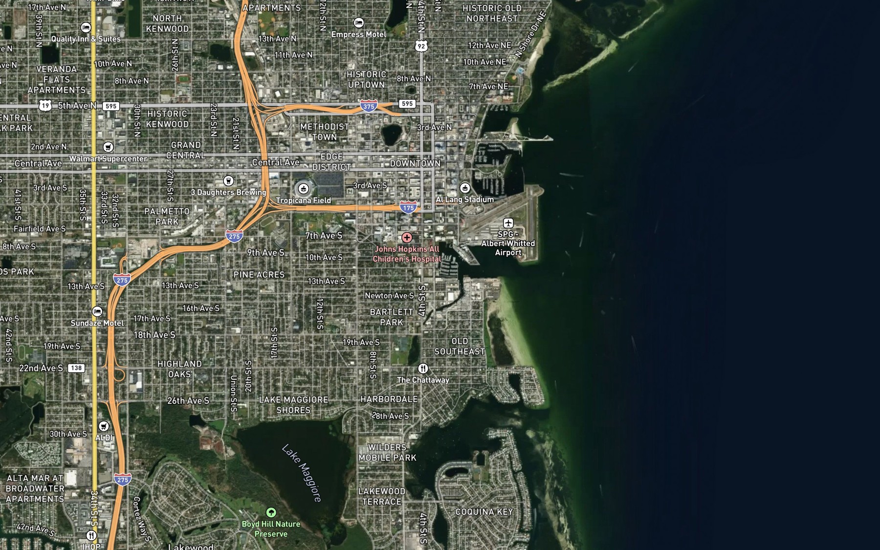 Satellite map of the Booker Creek