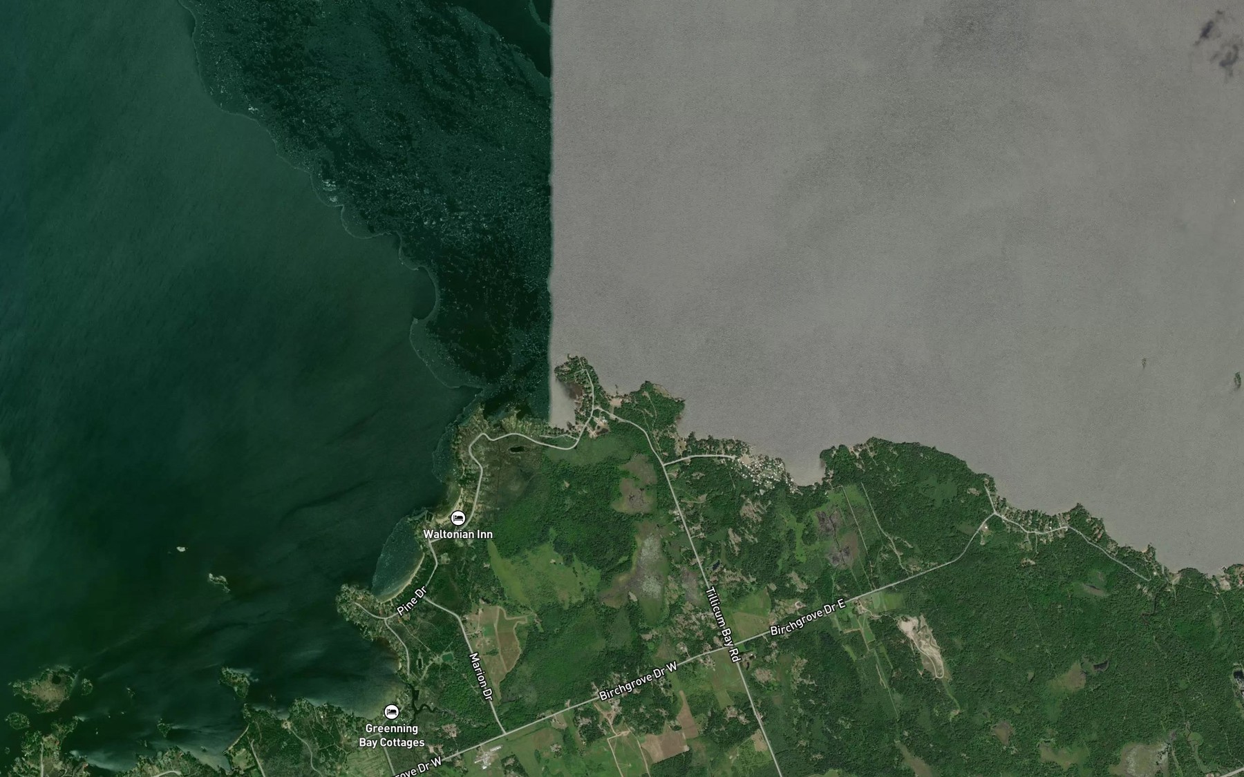 Satellite map of the Tillicum Bay