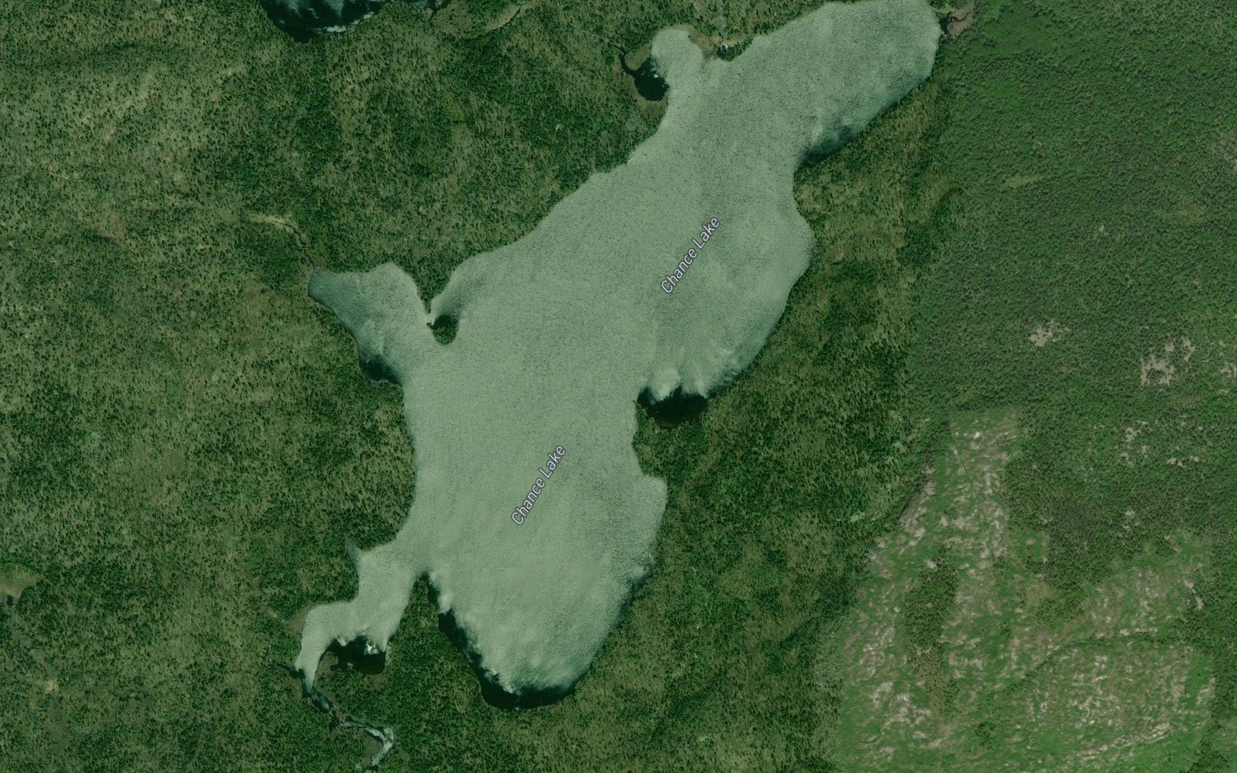 Satellite map of the Chance Lake