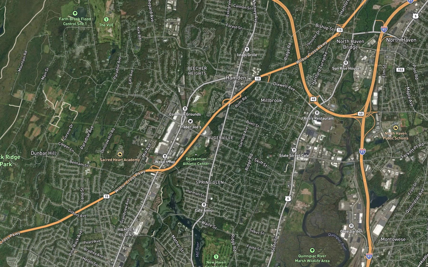 Satellite map of the Shepard Brook