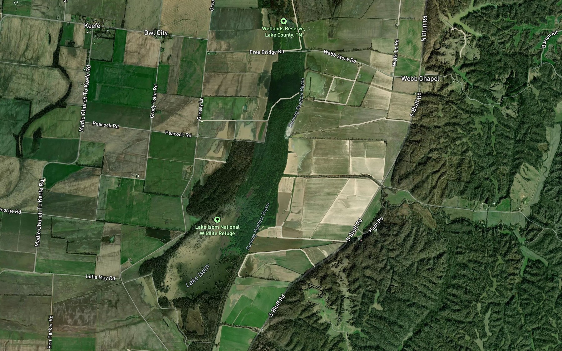 Satellite map of the Pawpaw Creek