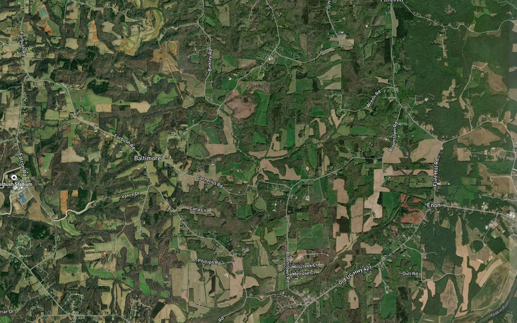 Satellite map of the Loney Creek