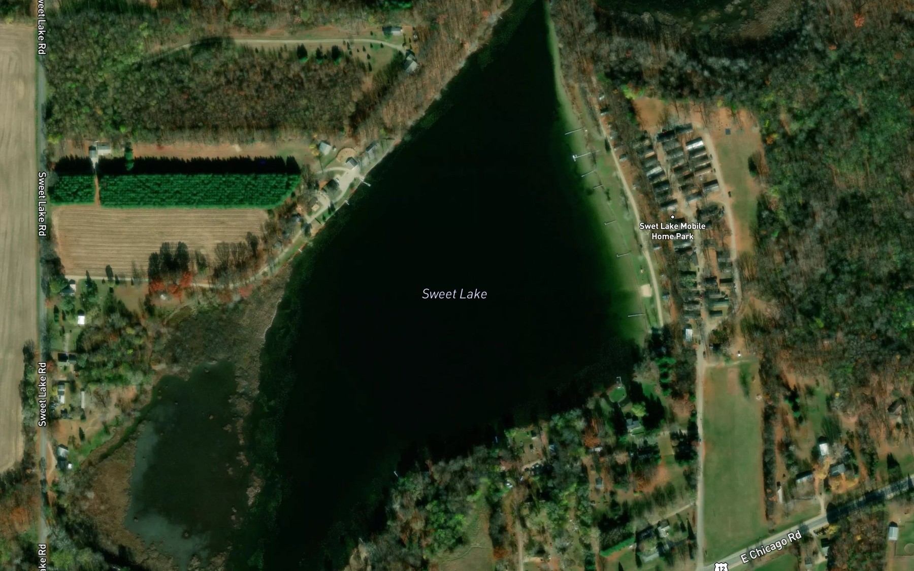 Satellite map of the Sweet Lake