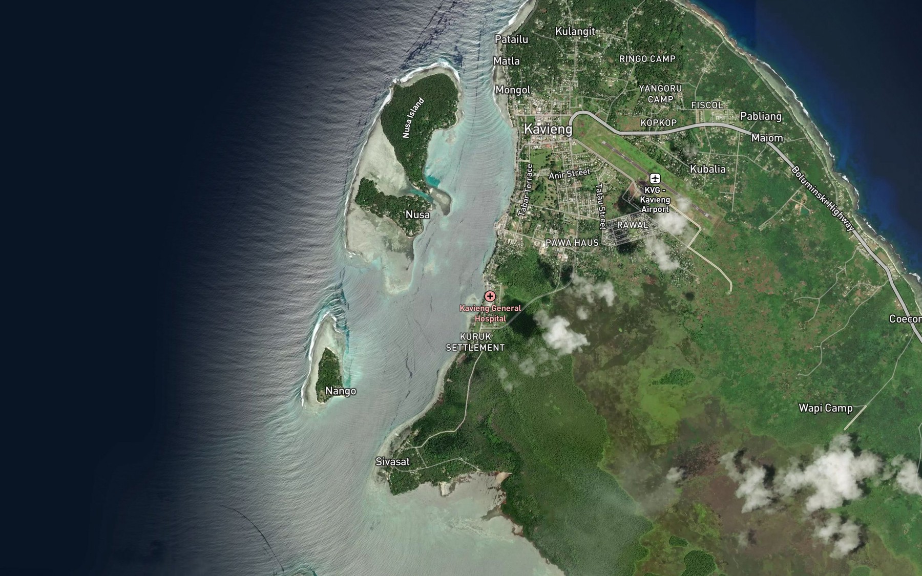 Satellite map of the East Reef