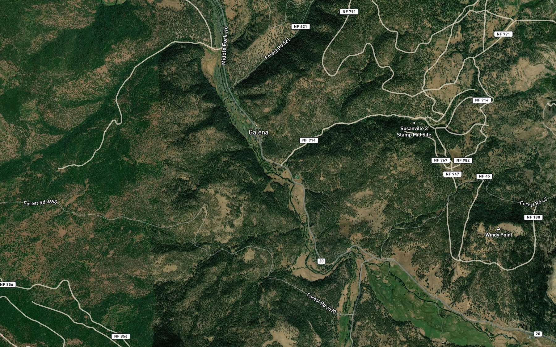 Satellite map of the Elk Creek