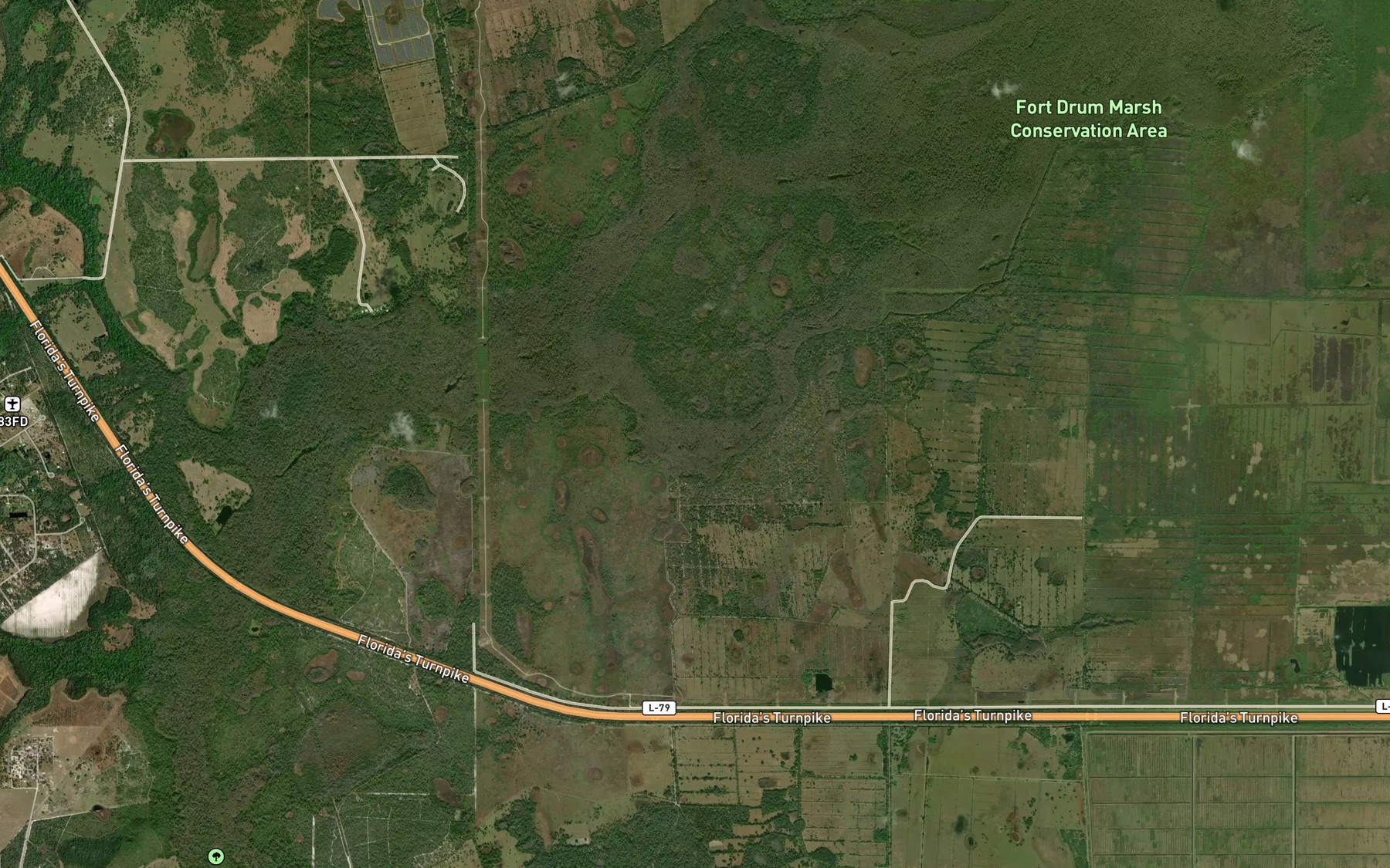 Satellite map of the Gum Slough
