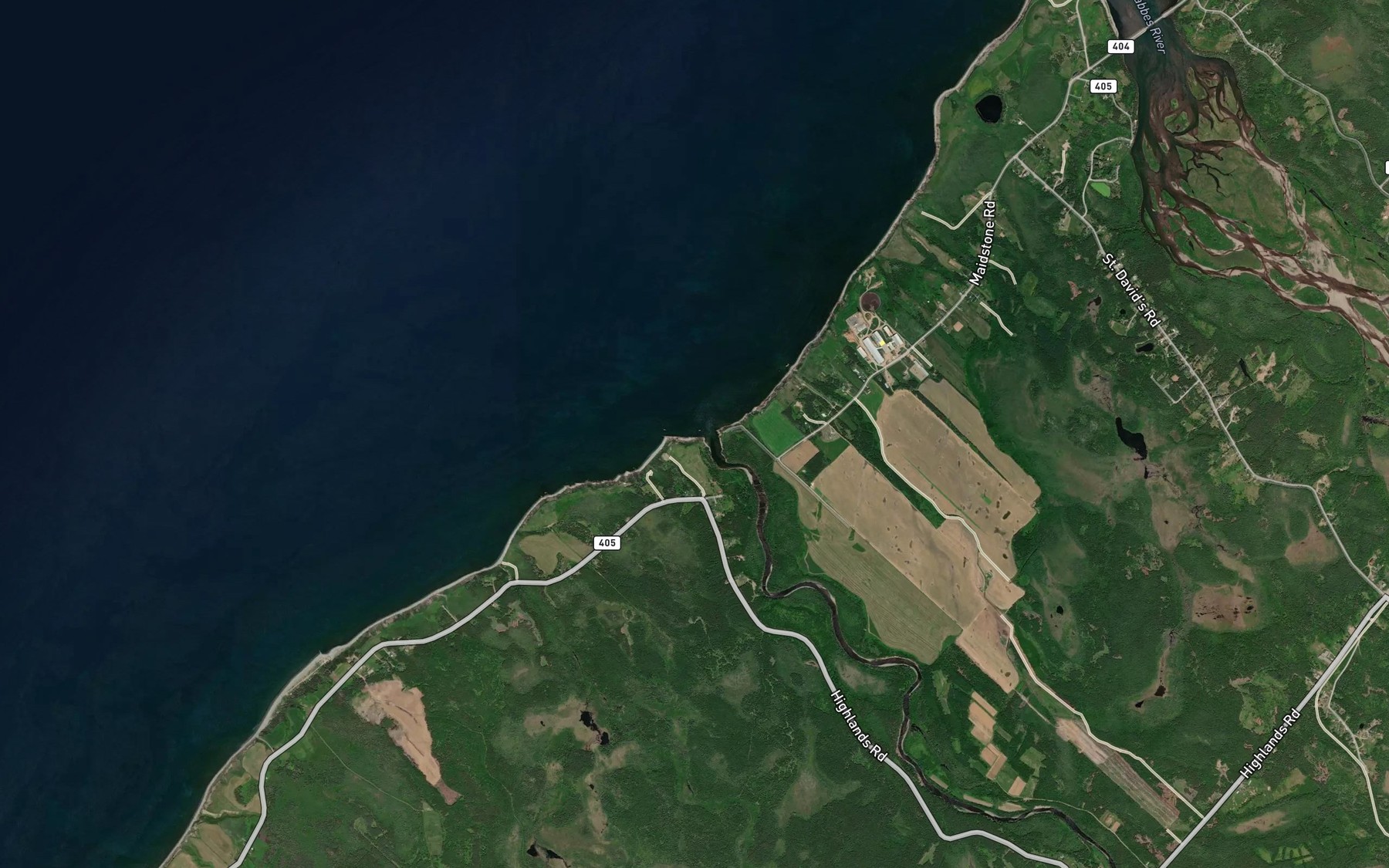 Satellite map of the Highlands River