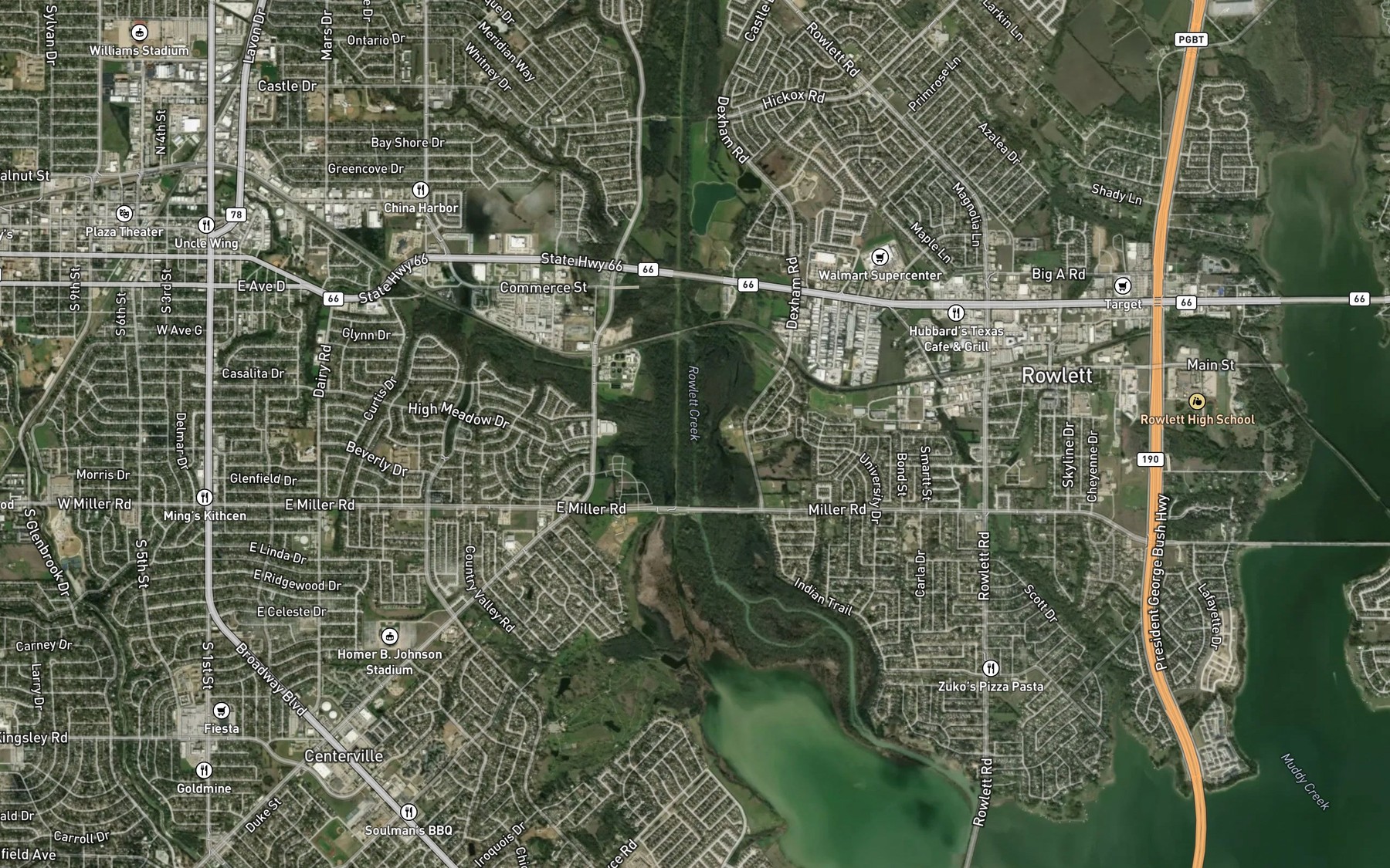 Satellite map of the Mills Branch