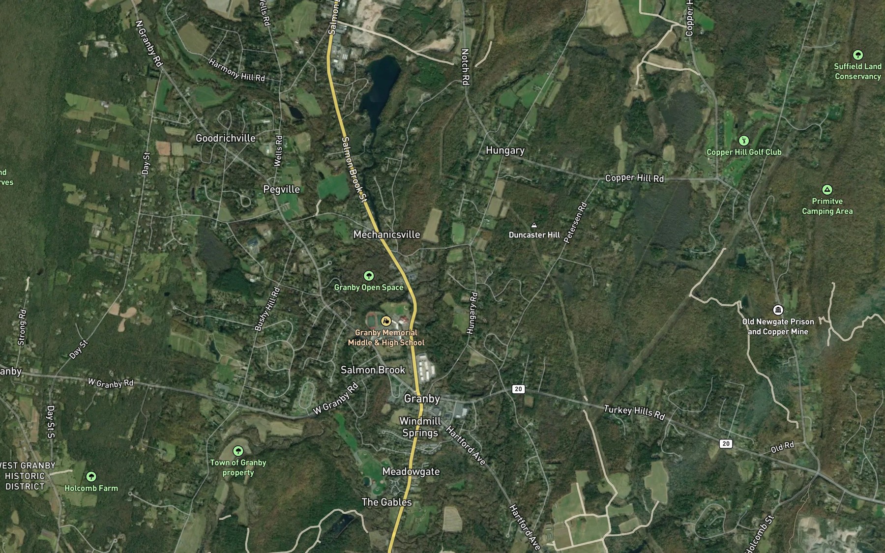 Satellite map of the Hungary Brook