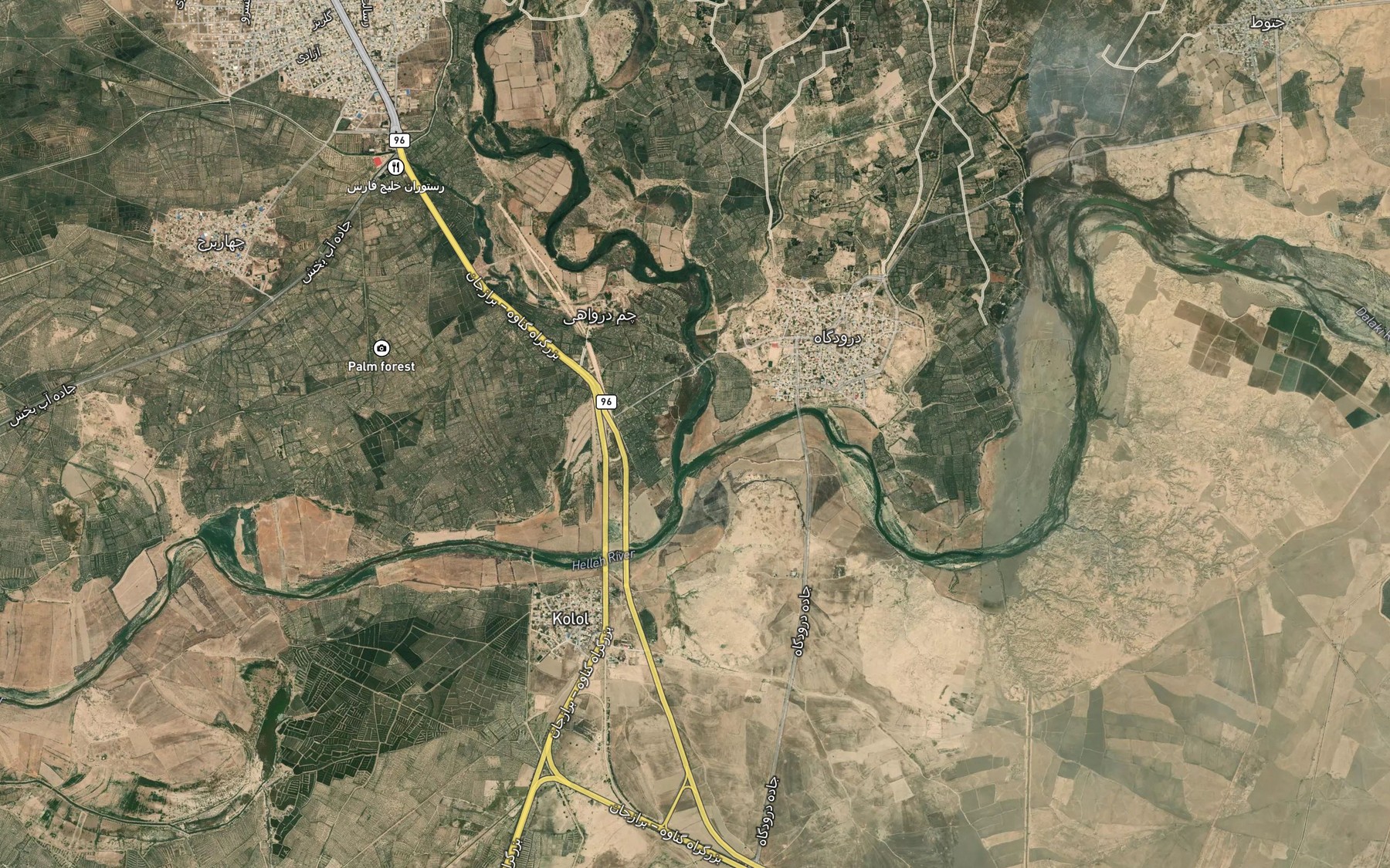 Satellite map of the Rudkhaneh-ye Shirin