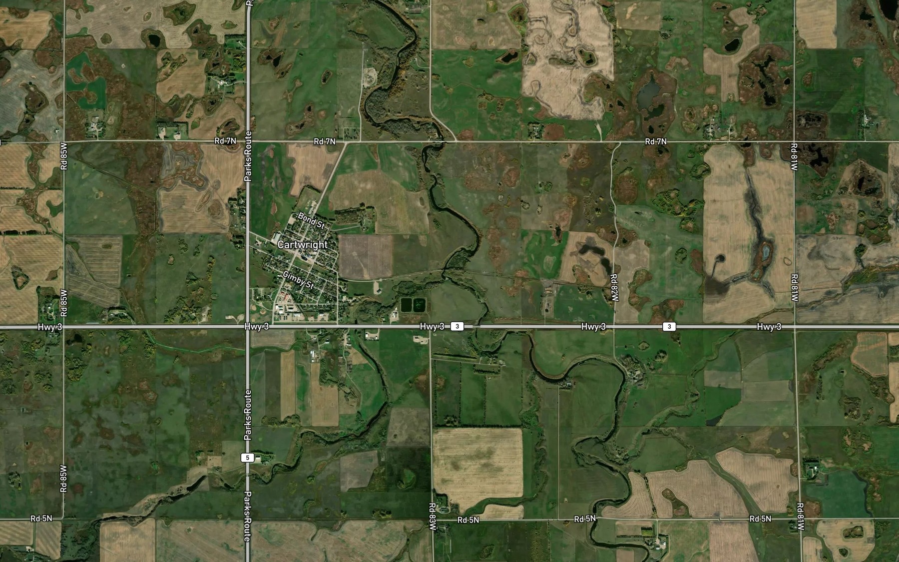 Satellite map of the Gimby Creek
