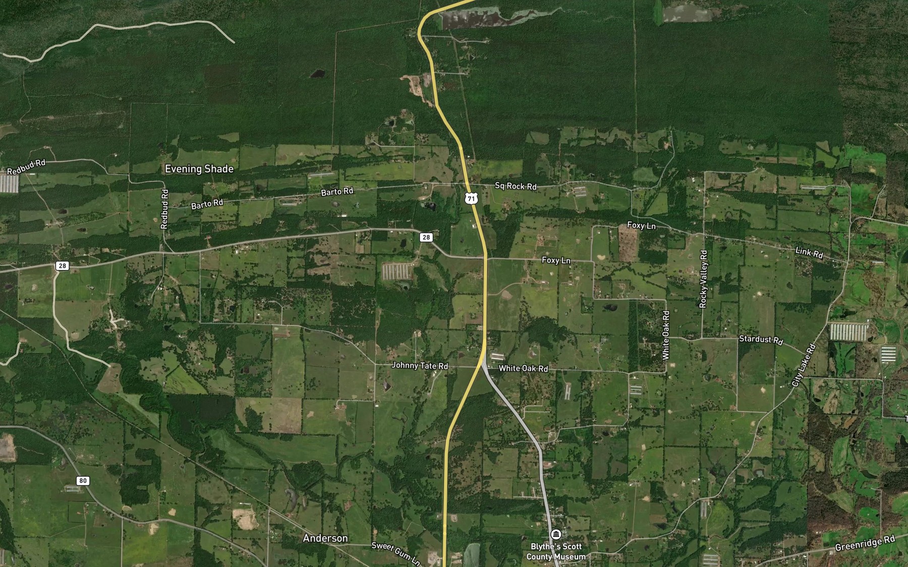 Satellite map of the Clear Creek
