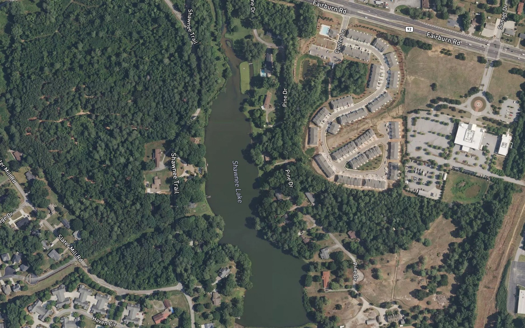 Satellite map of the Shawnee Lake