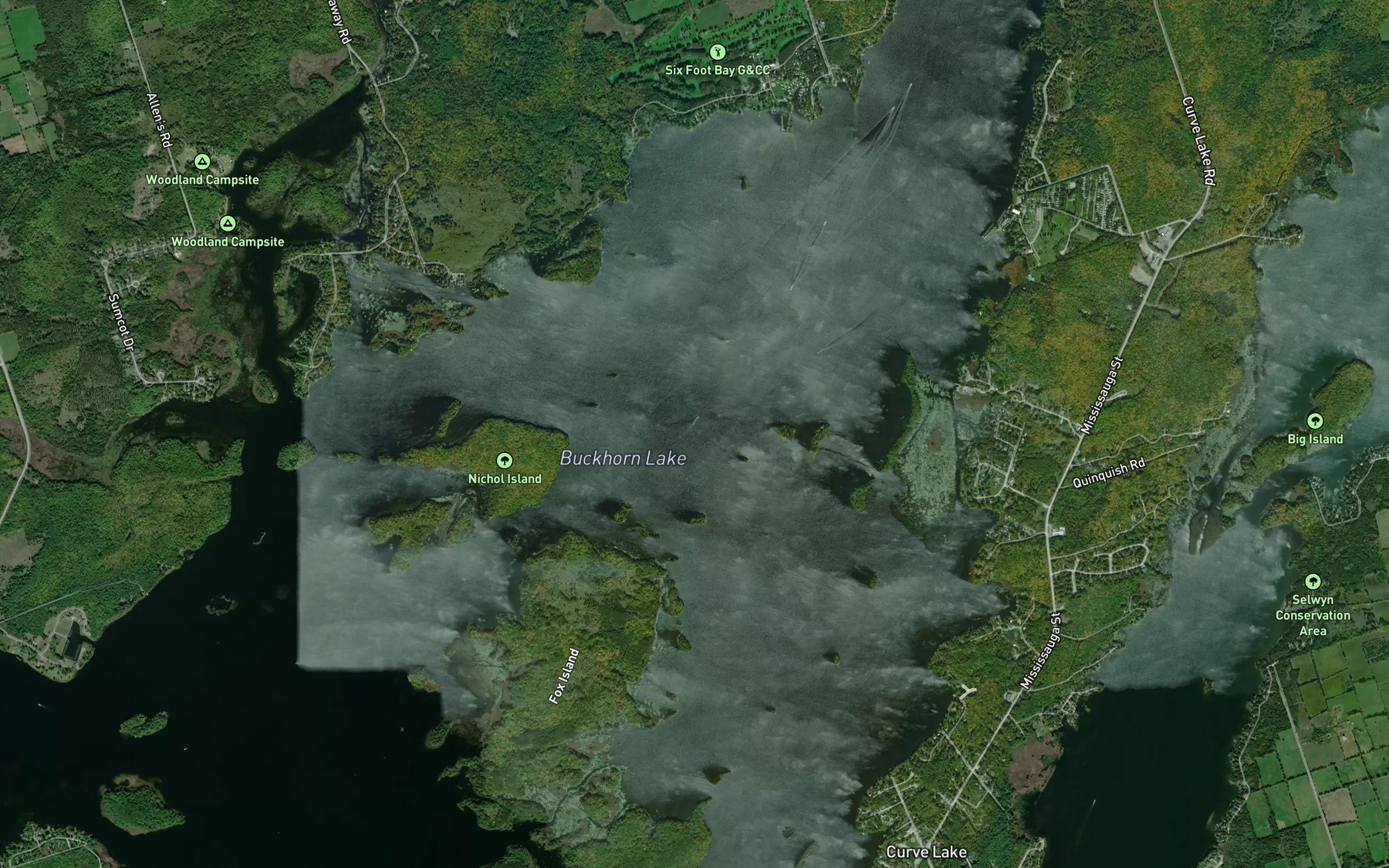 Satellite map of the Buckhorn Lake