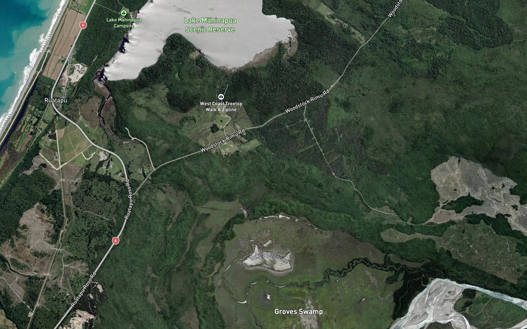 Satellite map of the Pukaki Lagoon