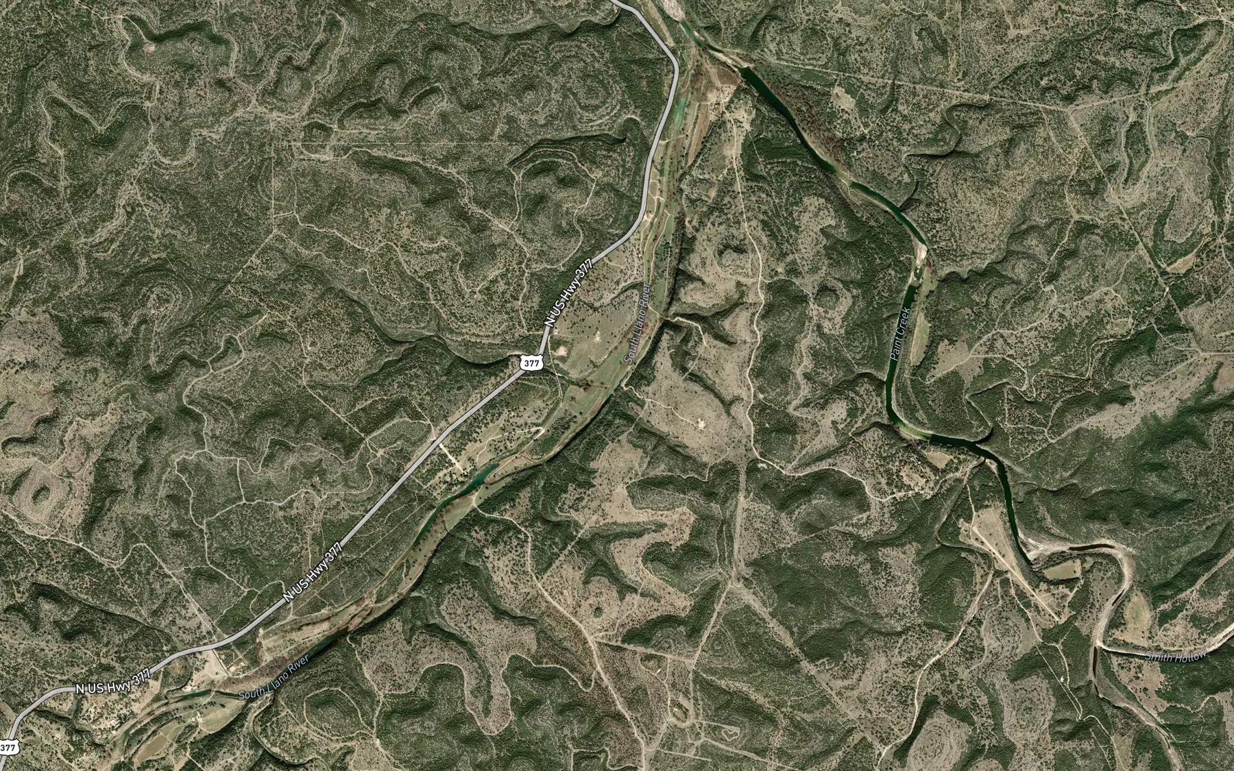 Satellite map of the Bowie Creek