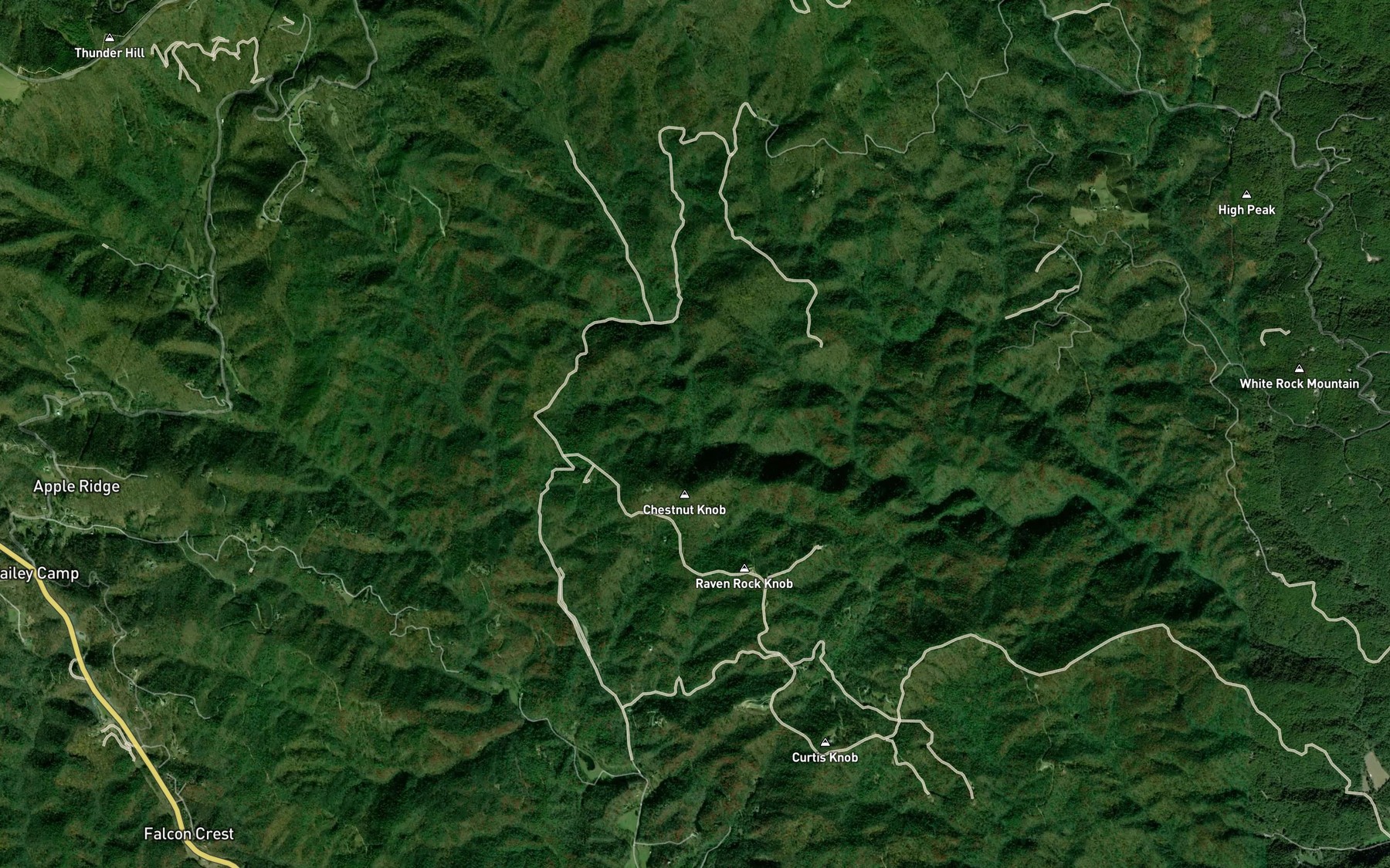 Satellite map of the Hickory Flat Branch