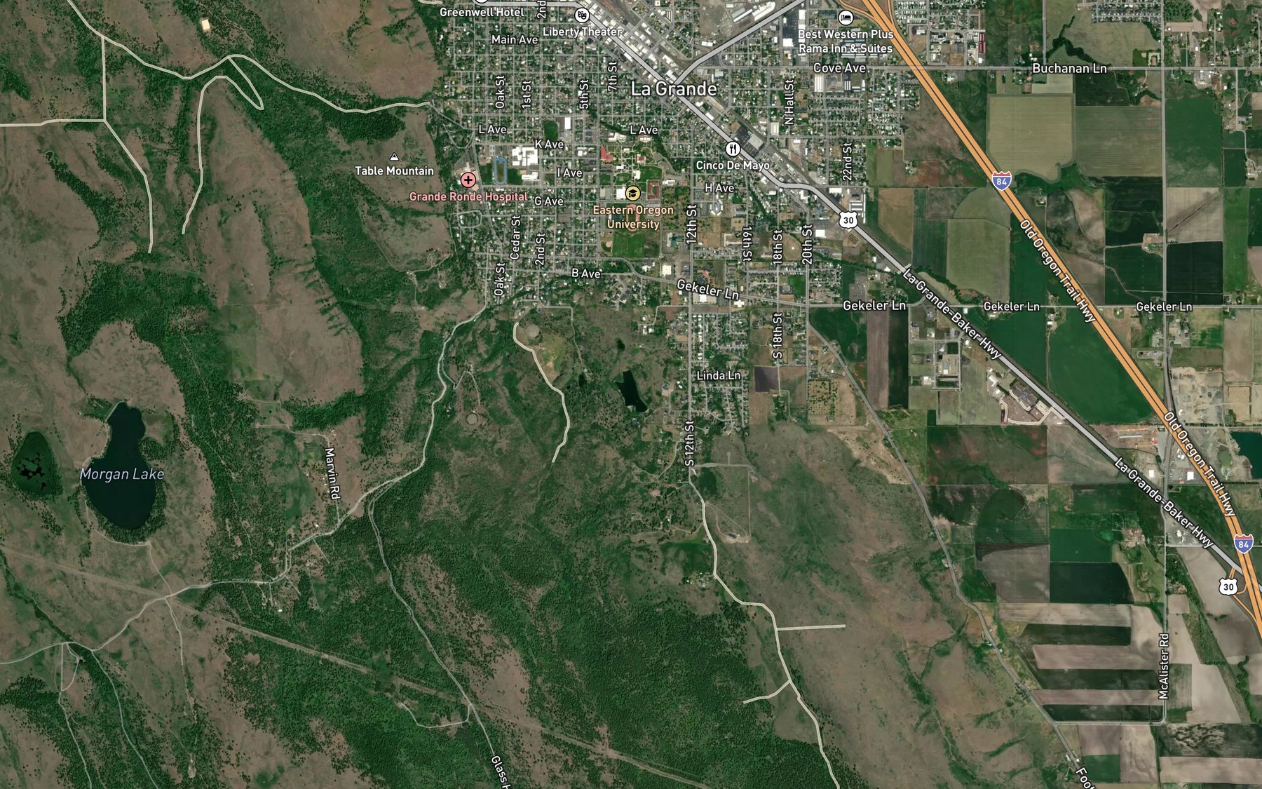 Satellite map of the Spence Reservoir