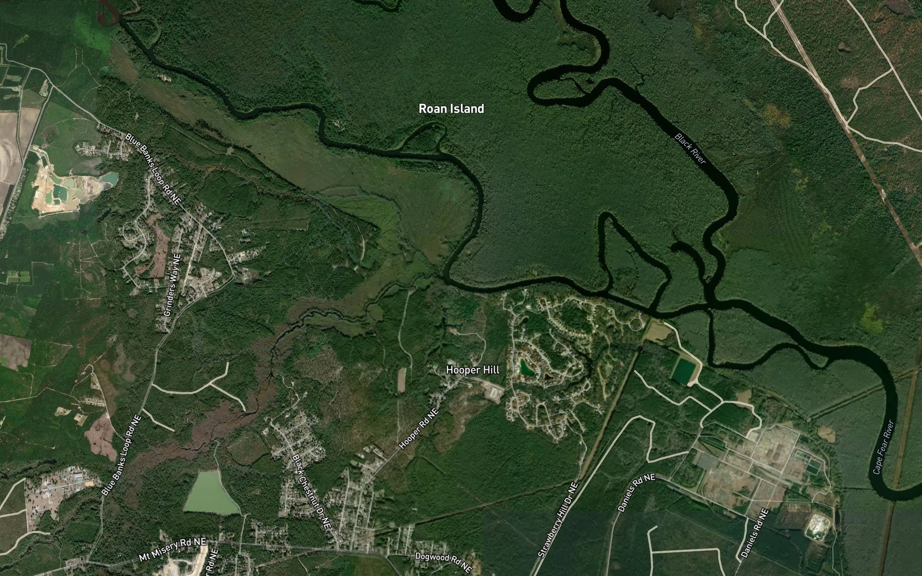 Satellite map of the Hood Creek