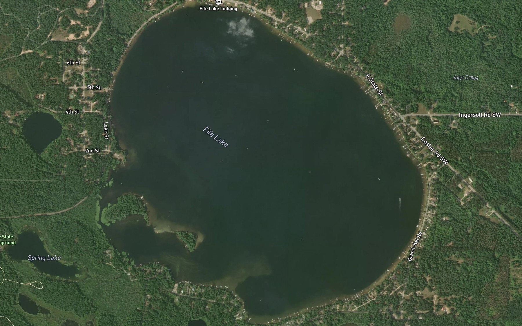 Satellite map of the Fife Lake