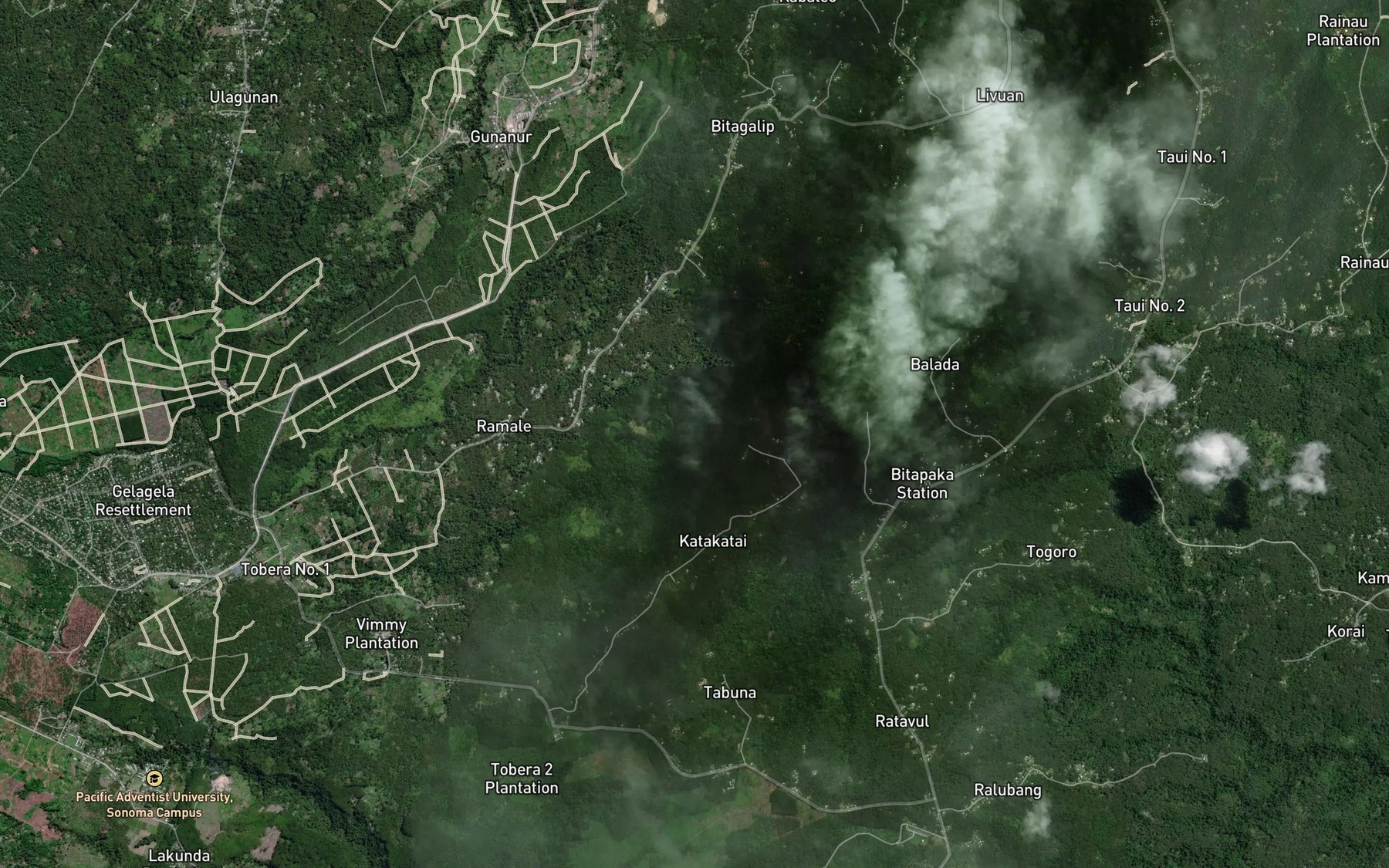Satellite map of the Tapapai Creek