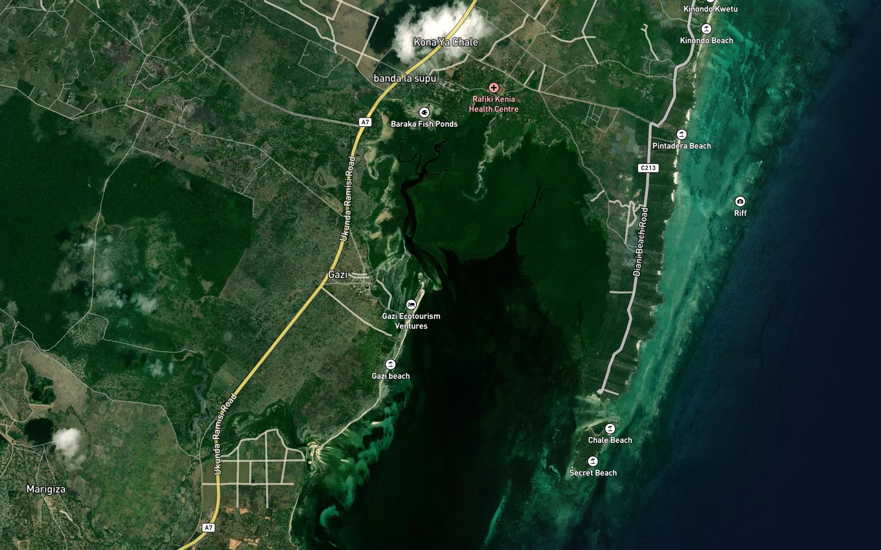 Satellite map of the Kidogoweni