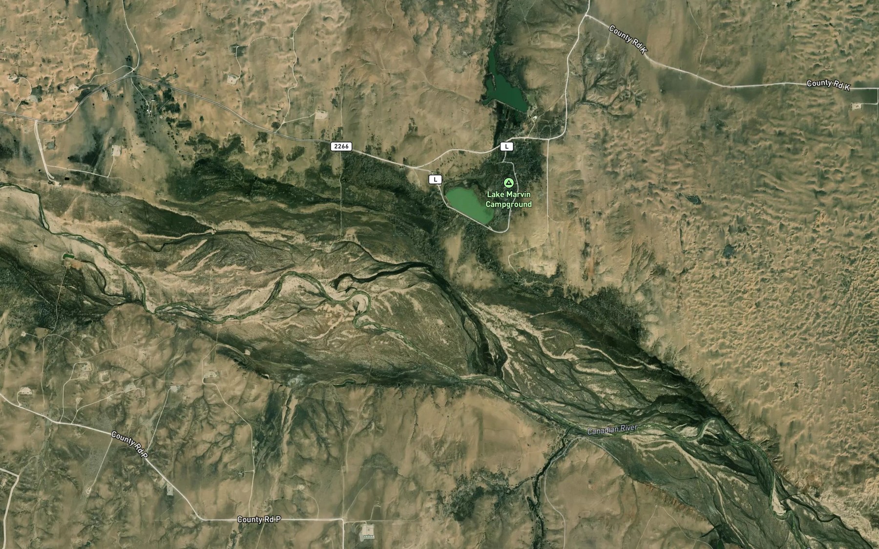 Satellite map of the Boggy Creek