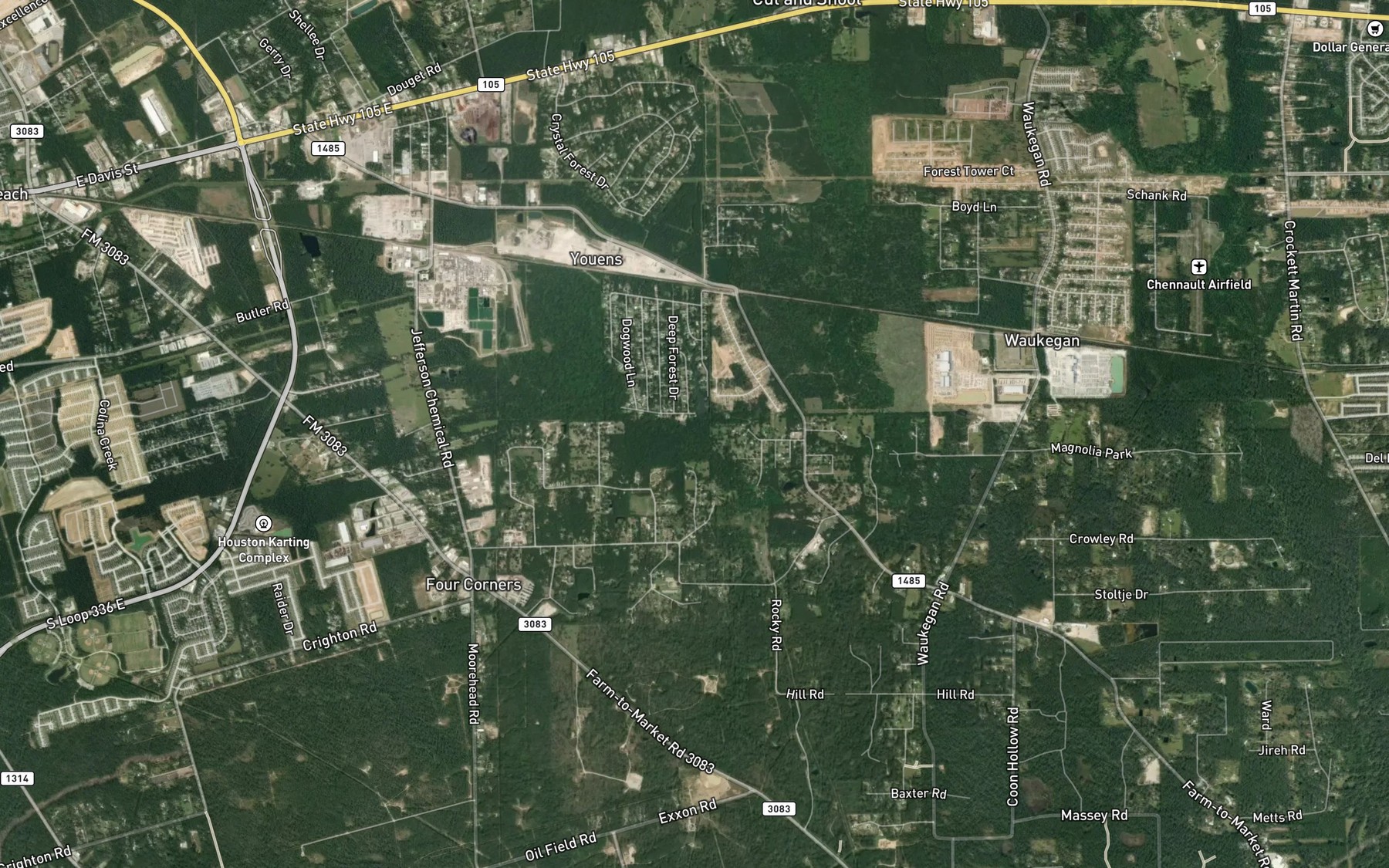 Satellite map of the Lake Wildwood