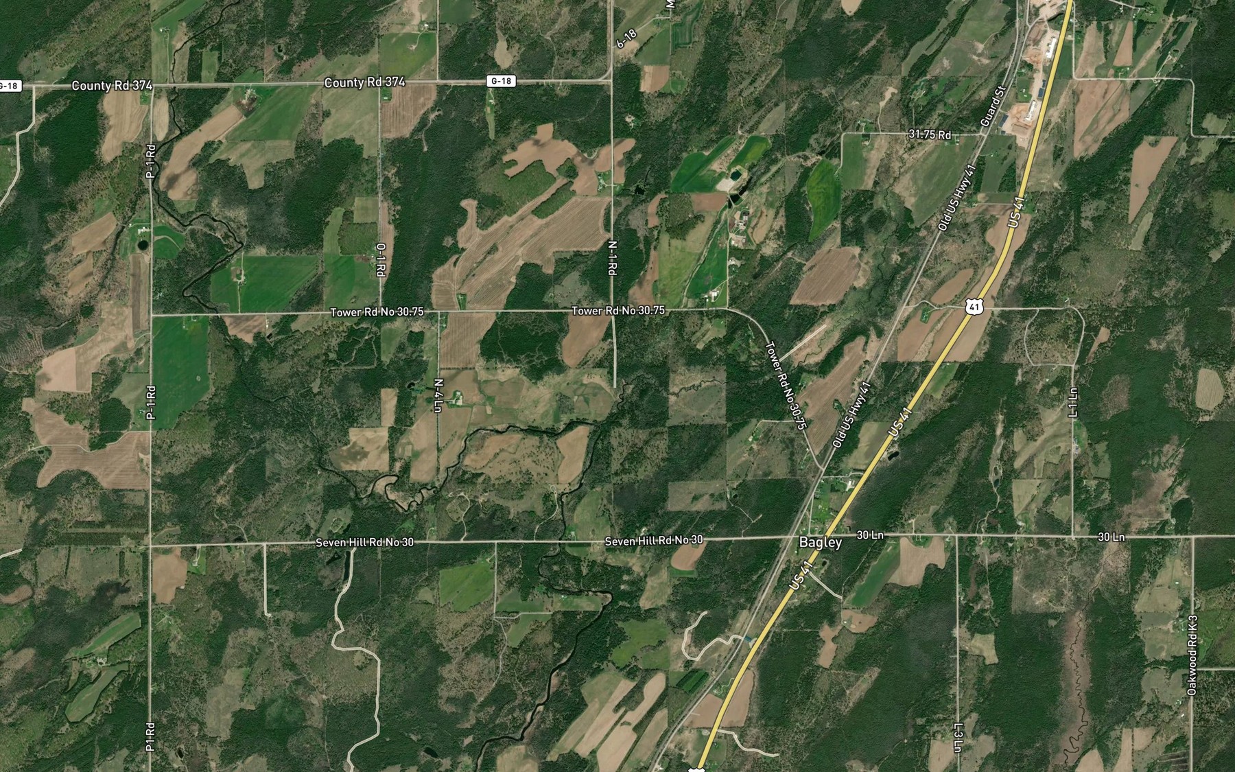 Satellite map of the Holmes Creek
