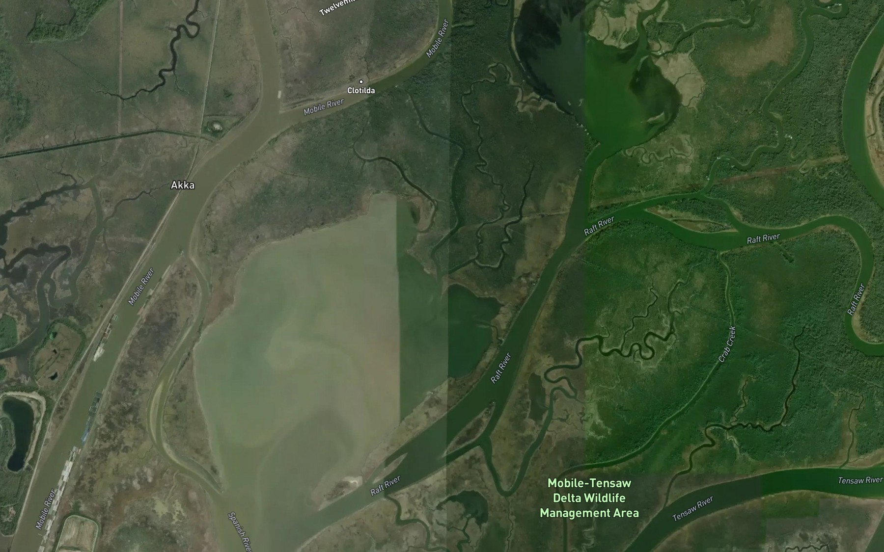 Satellite map of the Stauter Creek