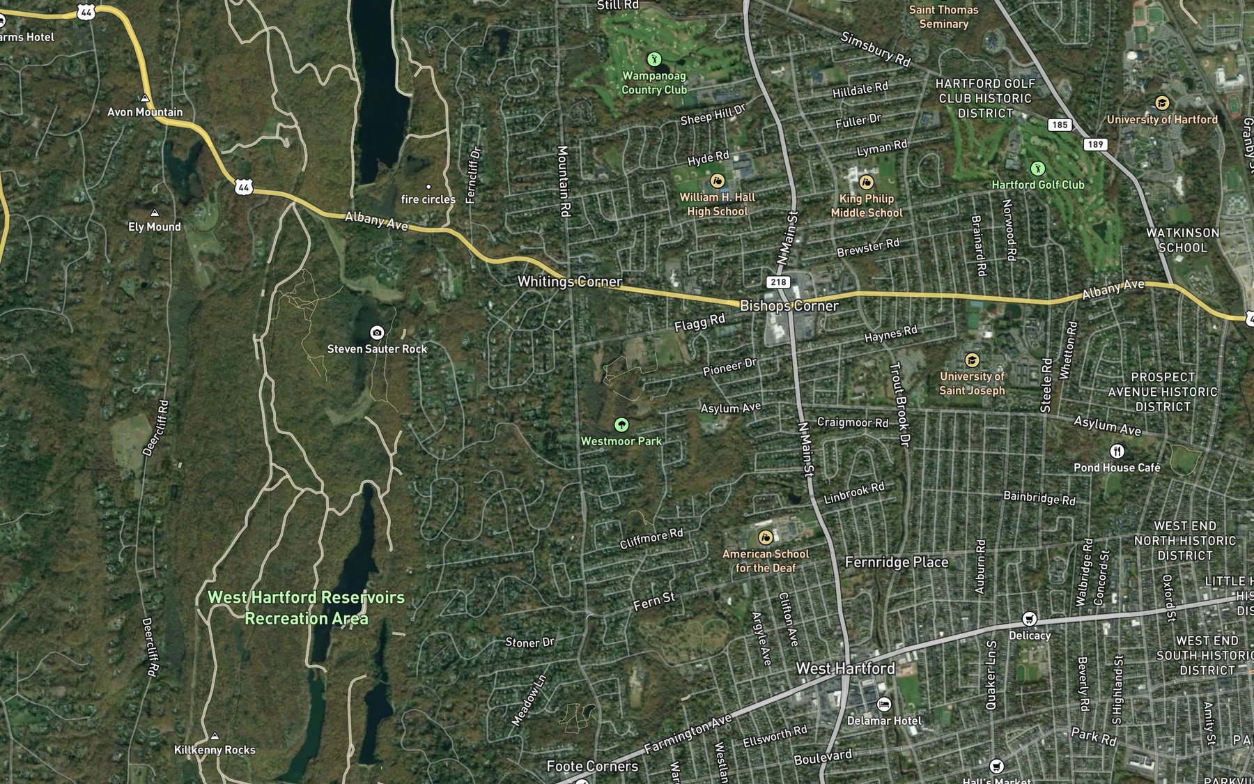 Satellite map of the Bugbee Reservoir